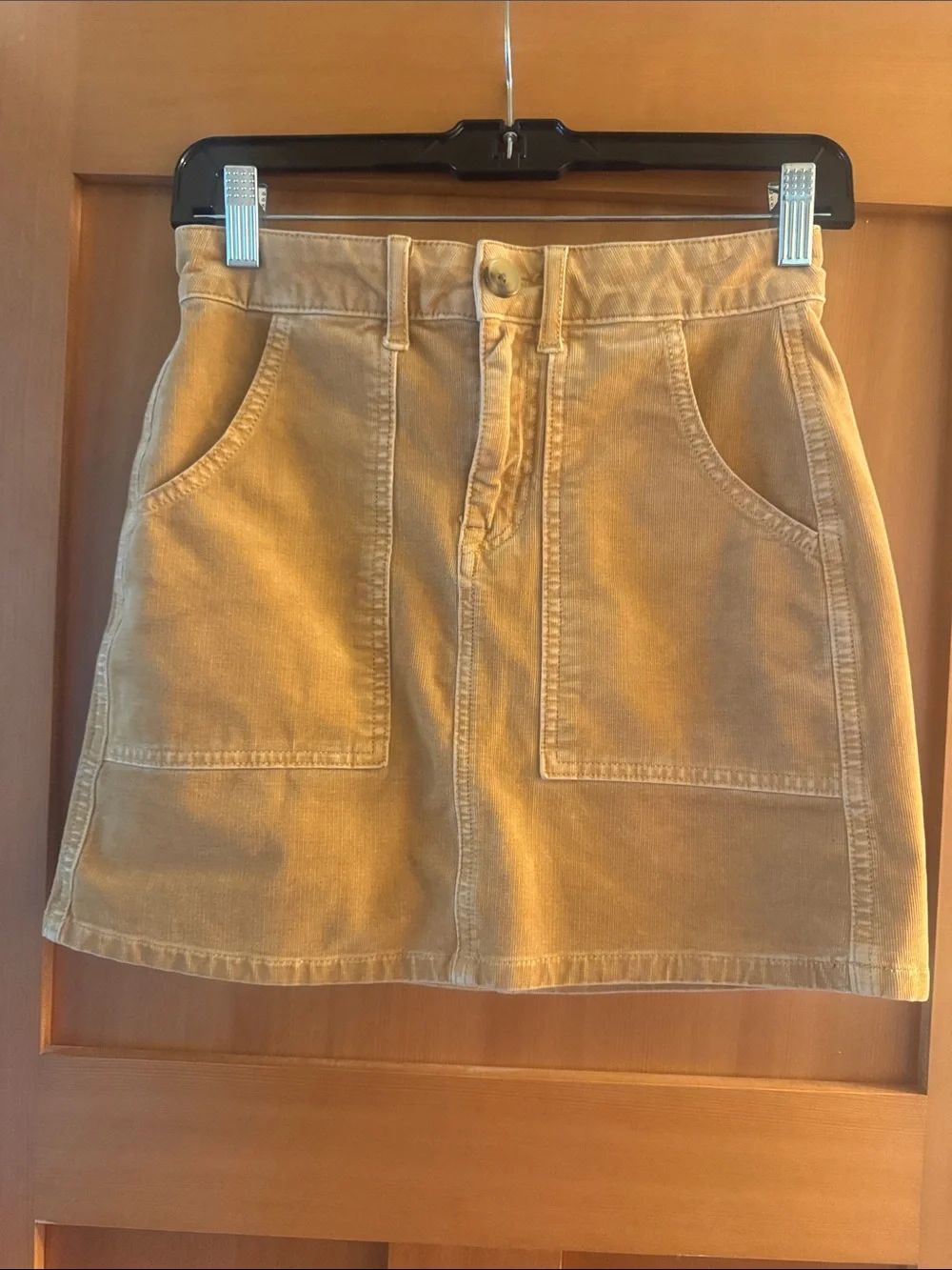 American Eagle Corduroy Super Stretch Skirt in Tan